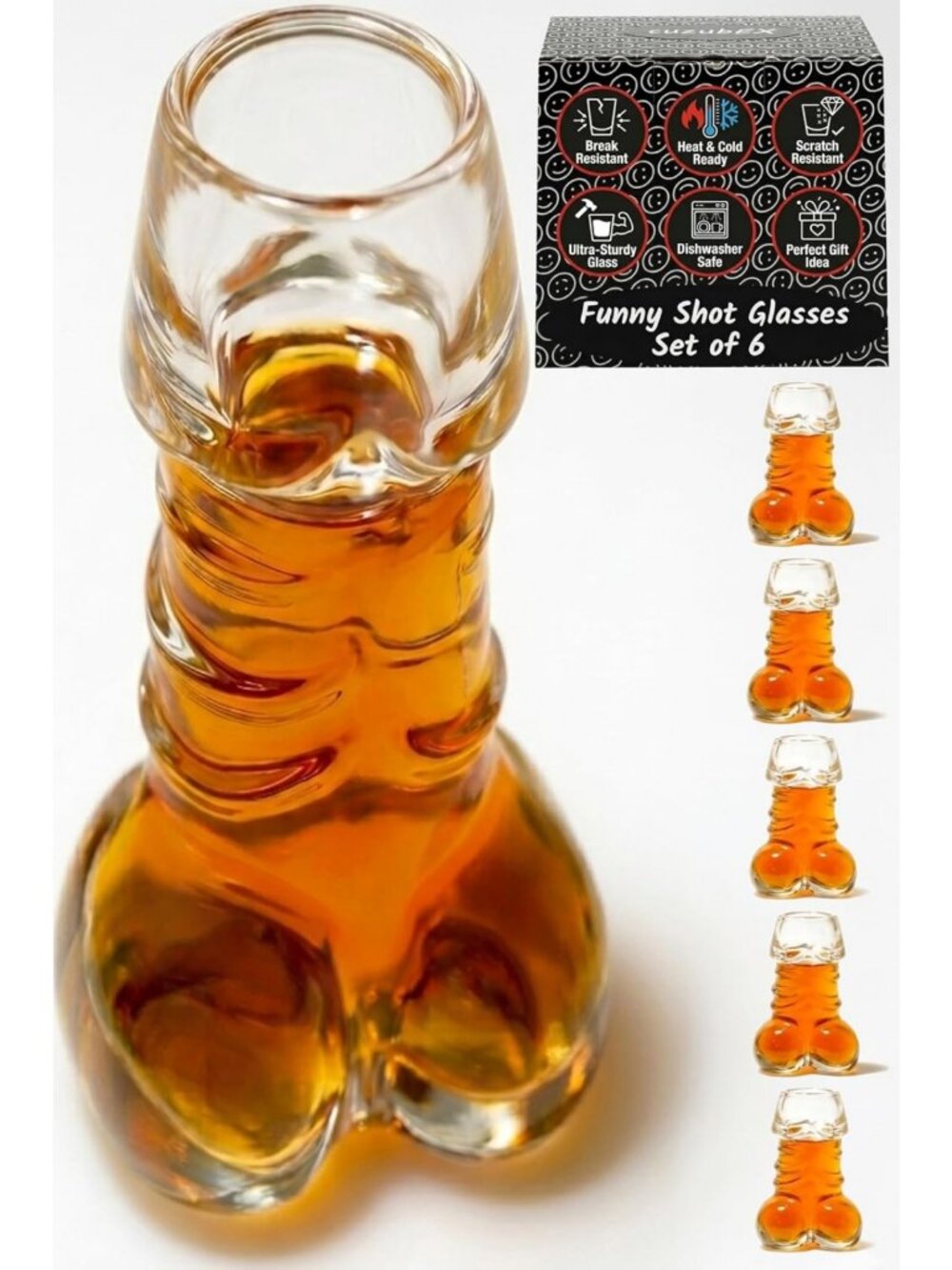 Set of 6 Funny Shot Glasses - Perfect for Bachelorette Parties & Gag Gifts
